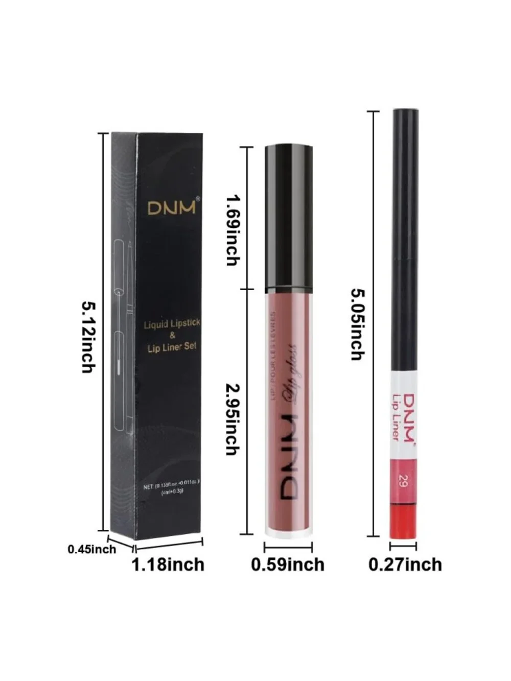 DNM 29# Antique Rose 2Pcs 24H Long-Lasting Matte Liquid Lipstick and Lip Liner